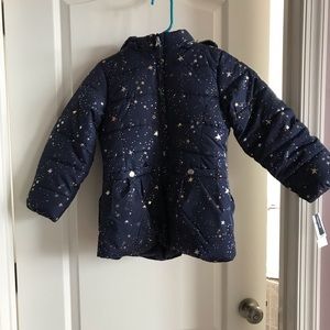 NWT Girls Navy star Puffer  Coat